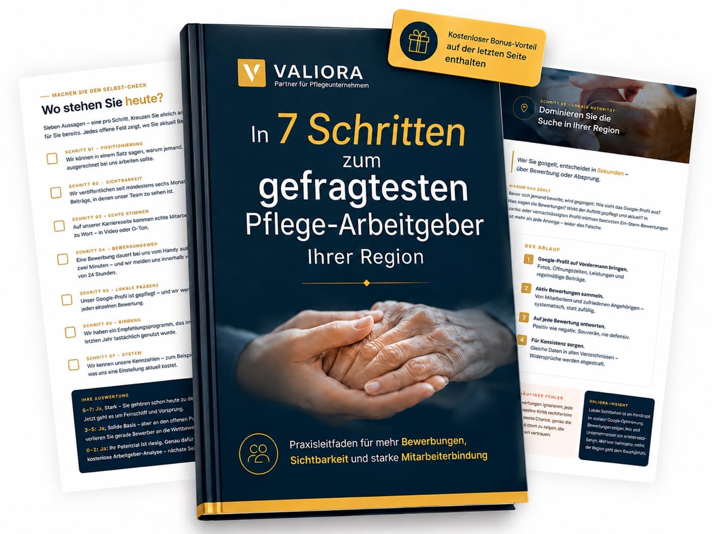 In 7 Schritten zum gefragtesten Pflege-Arbeitgeber Ihrer Region – VALIORA Leitfaden mit Gratis-Bonus
